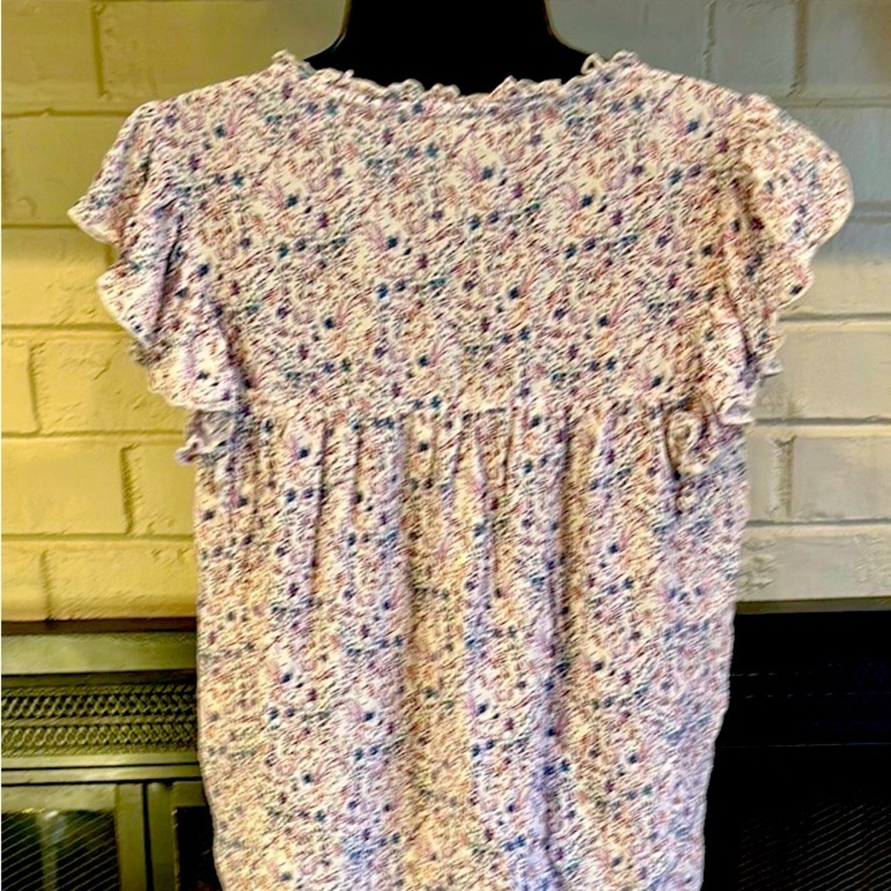 Lucky Brand Pink Flutter Sleeve Blouse EUC PTP 20” L 21 - Picture 5 of 6